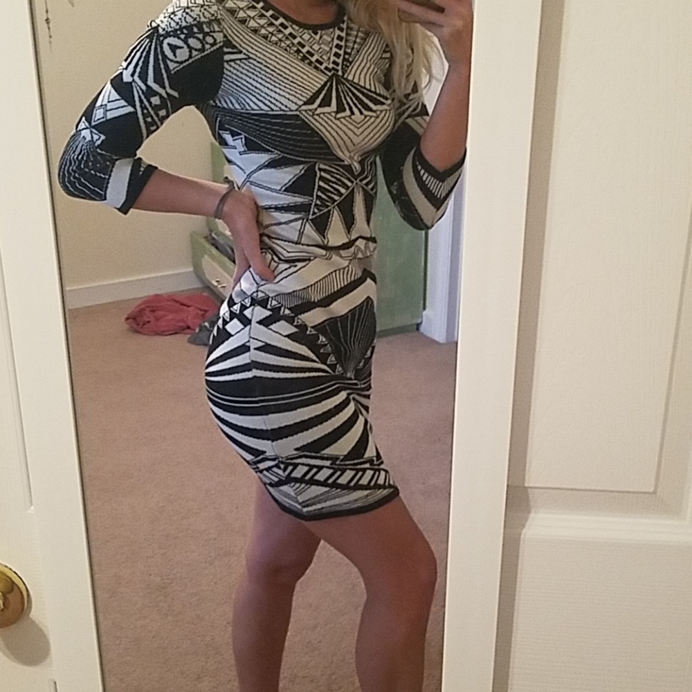 NWOT black and white print party dress